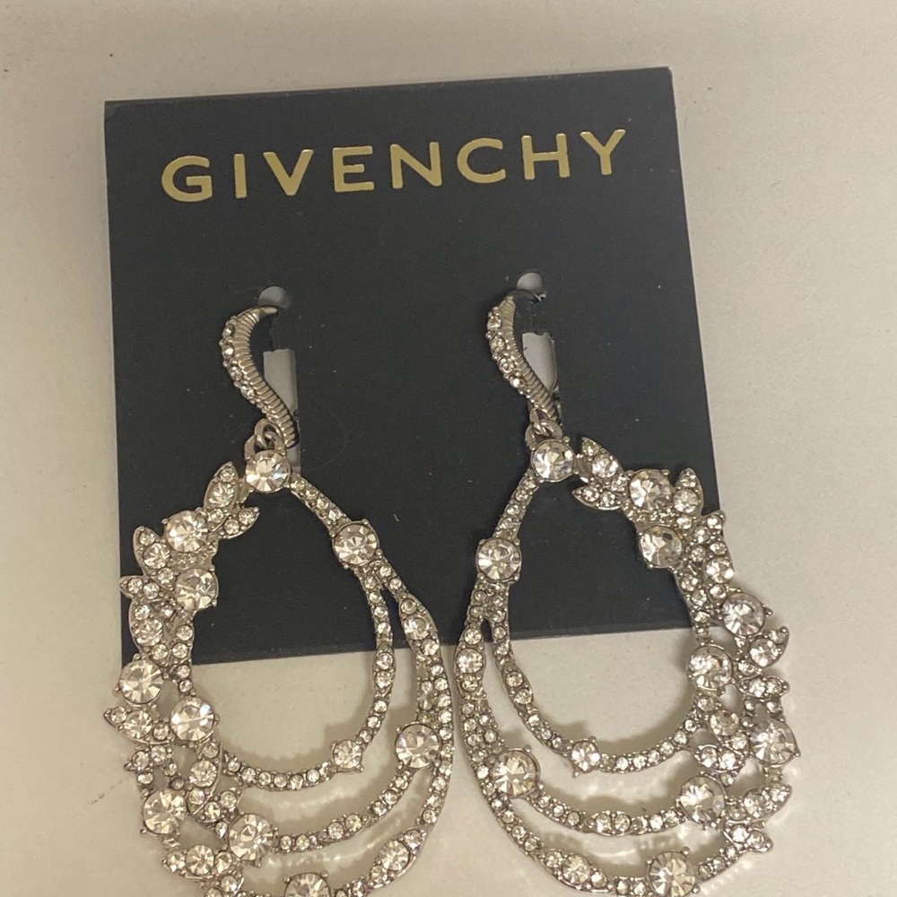 Givenchy Silver Crystal Statement Earrings - image 3